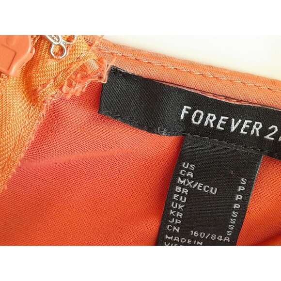 Forever 21 Retro Y2K Satin Showgirl Size Small Slip Dress Orange - Picture 4 of 4